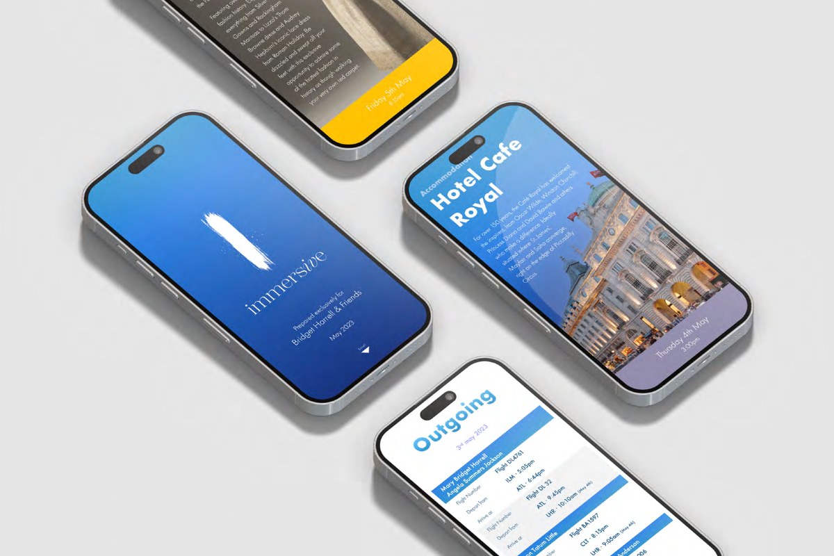 Immersive Entertainment website designs displayed on phones